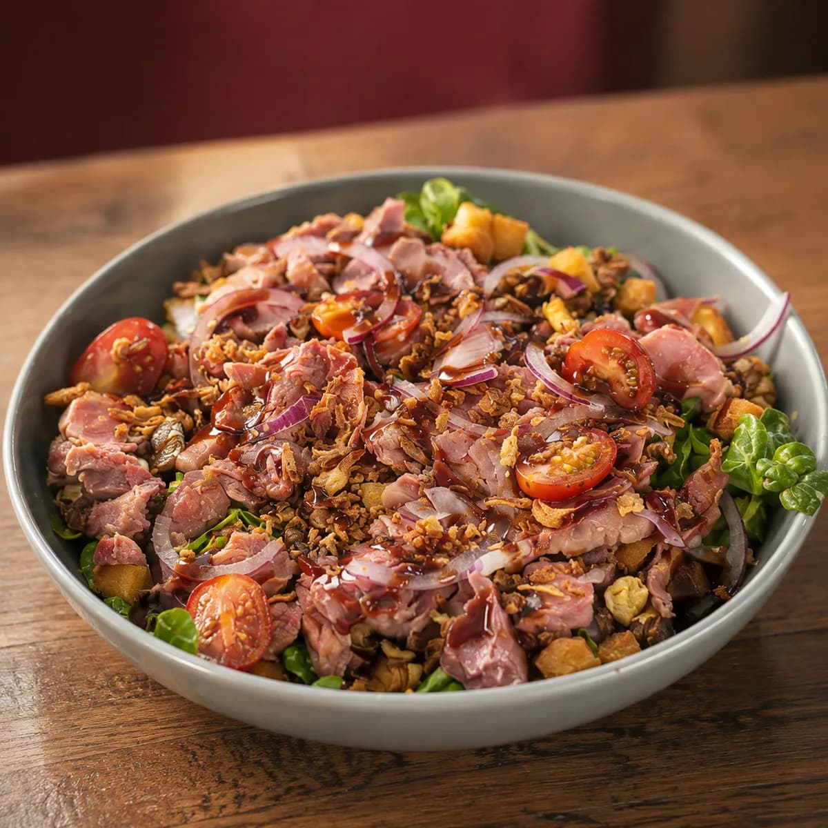 Salade de gésiers, crème de balsamique